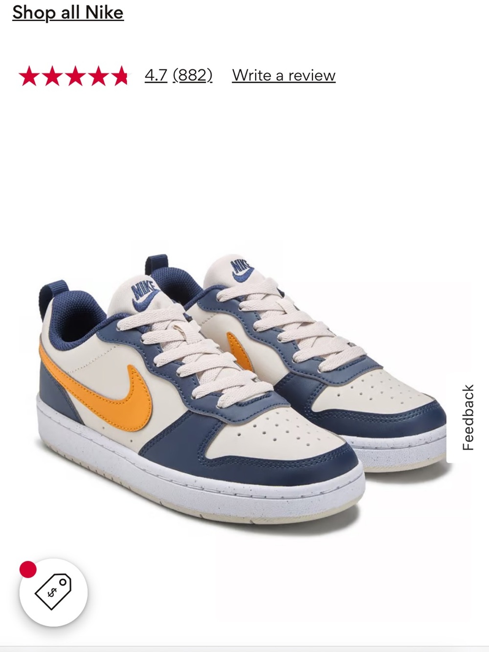 Nike Kids Low-Top Sneakers in Navy, Cream & Orange